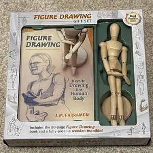 Figure Drawing Gift Set Instruction Book and Wooden Human Figure by Mud Puddle